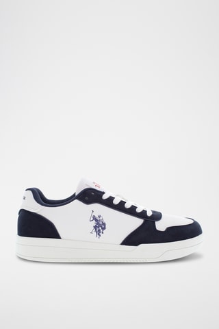 Baskets en cuir Steve - Blanc et bleu foncé