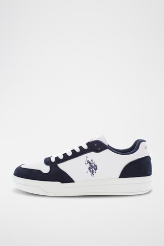 Baskets en cuir Steve - Blanc et bleu foncé