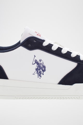 Baskets en cuir Steve - Blanc et bleu foncé