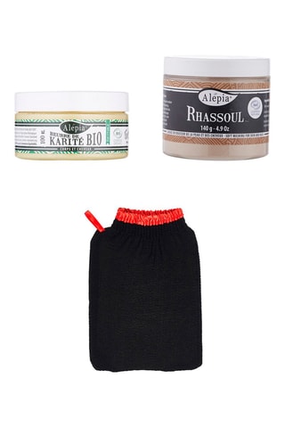 Gant de gommage Best Kessa, rhassoul et baume beurre de karité bio - 140 g et 100 ml