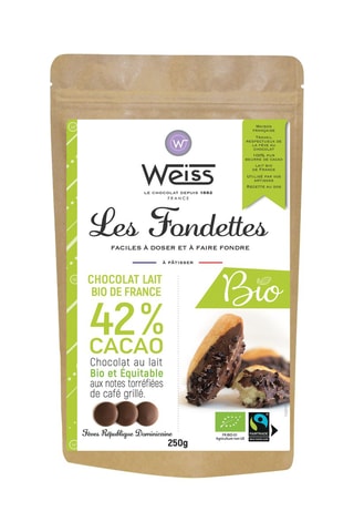 2 x Les Fondettes chocolat au lait bio 42% Ceïba - 2 x 250 g