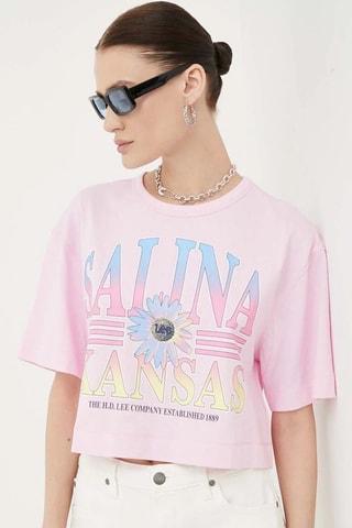 Tshirt cropped Katy - Bleu, jaune et rose