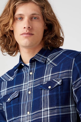 Camicia regular Western - Blu e grigio