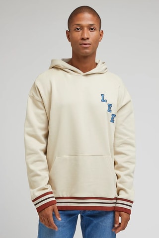 Sweat à capuche Seasonal - Beige, rouge et bleu