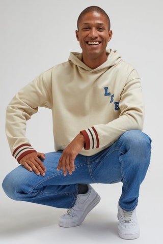 Sweat à capuche Seasonal - Beige, rouge et bleu