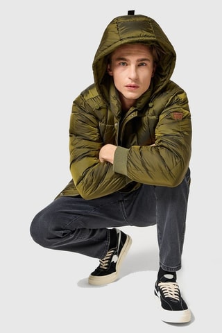 Piumino regular fit con cappuccio - Verde