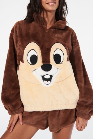 Sweat de pijama Tico e Teco, O comando salvador - Castanho e bege