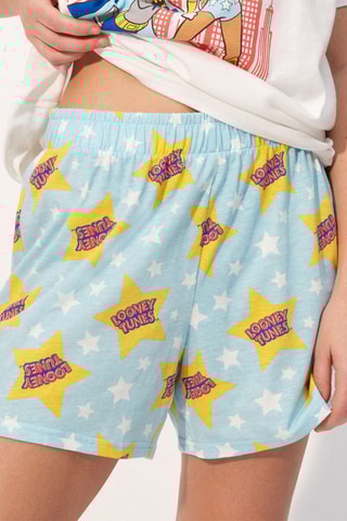 Calções em algodão biológico Looney Tunes Powerwarniz Azul-celeste