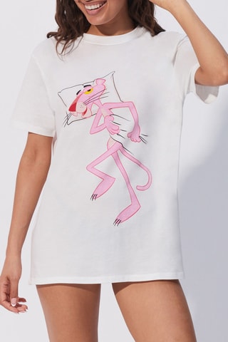Camisa de dormir Pantera cor-de-rosa - Cru