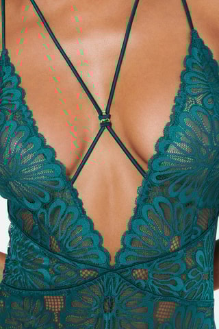 Body em renda Pampaiz - Azul-petróleo