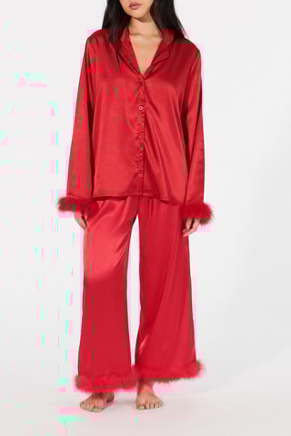 Camisa de pijama em penas Eulaliz - Vermelho - Undiz
