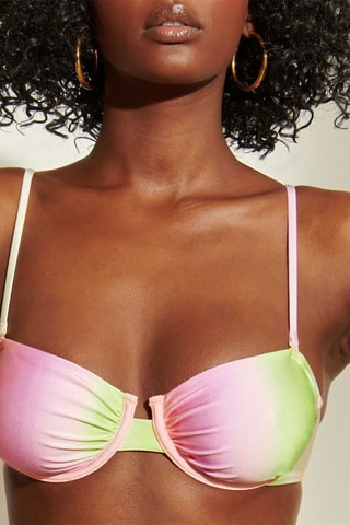 Parte de cima de biquíni tie and dye - Rosa e verde