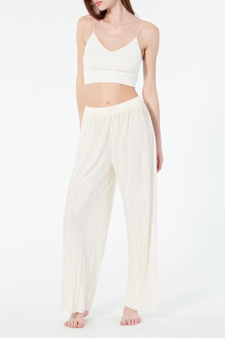 Calças plissadas de pijama - Branco