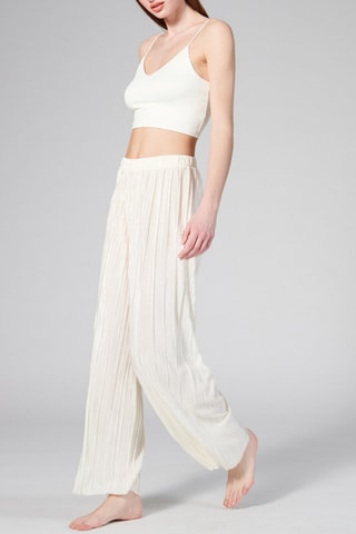 Calças plissadas de pijama - Branco