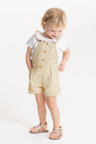 Peto corto y camiseta - Beige y blanco - Obaibi