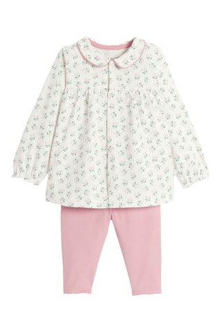 Top y pantalón - Blanco y rosa - Obaibi