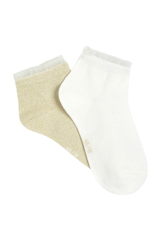 2 pares de calcetines cortos - Blanco y beige - Okaidi