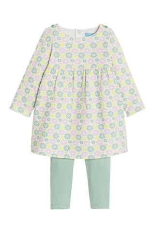 Vestido y leggings - Blanco y verde - Obaibi