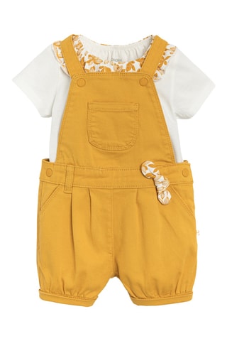 Camiseta y peto corto - Blanco y amarillo mostaza - Obaibi