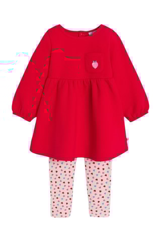 Vestido y leggings - Rojo y blanco - Obaibi