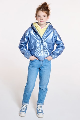 Cortavientos con capucha - Azul metalizado - Okaidi