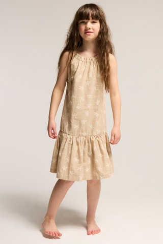 Vestido trapecio de lino sin mangas - Beige - Okaidi