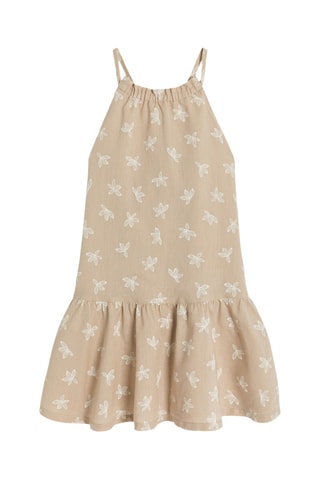 Vestido trapecio de lino sin mangas - Beige - Okaidi