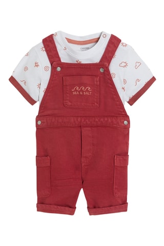 Peto corto y camiseta - Rojo y blanco - Obaibi