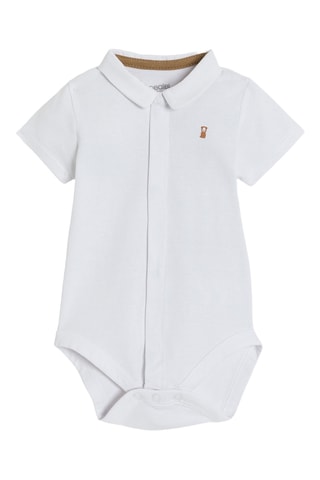 Peto corto y body - Beige y blanco - Obaibi