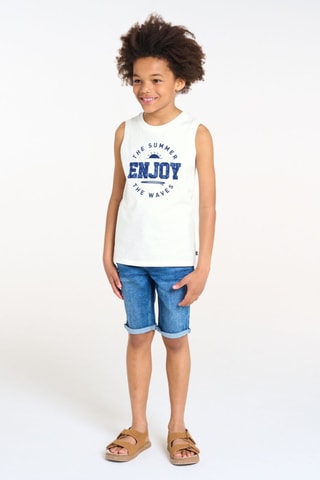 Camiseta de tirantes - Blanco y azul marino