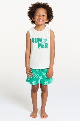 Pijama - Blanco y turquesa