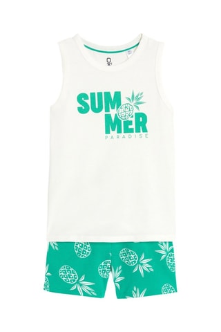 Pijama - Blanco y turquesa