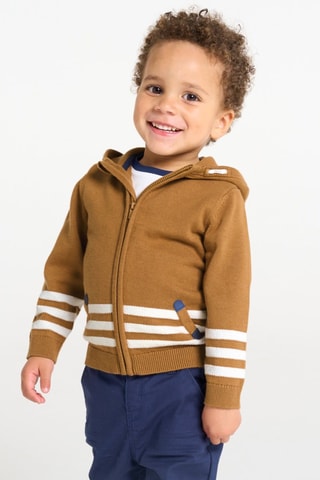 Cárdigan con capucha - Camel