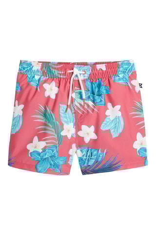 Bañador corto - Coral y turquesa