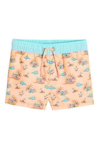 Bañador corto - Salmón y verde agua