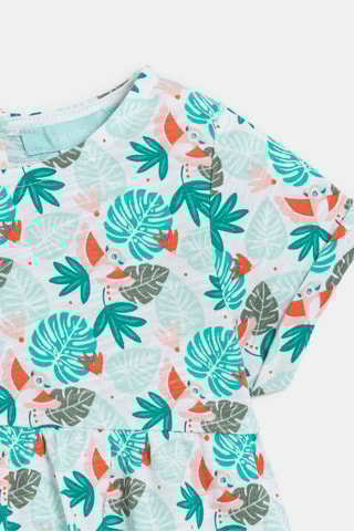 Vestido - Turquesa y rojo