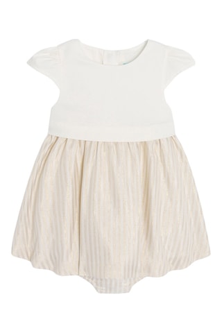 Body vestido - Blanco y beige