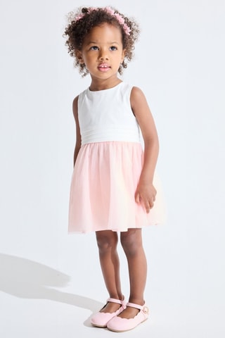 Body vestido - Blanco y rosa