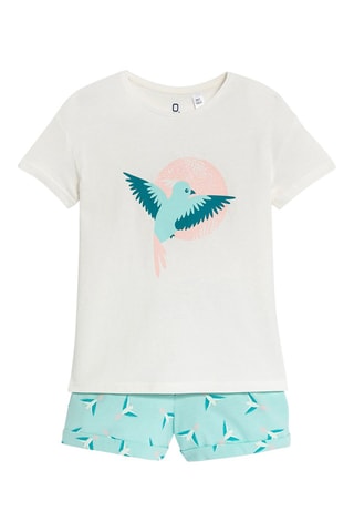 Pijama - Blanco y verde agua