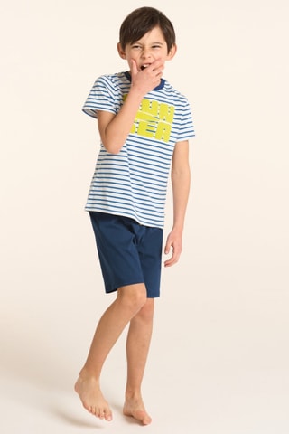 Pijama - Blanco y azul petróleo