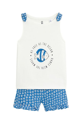 Pijama - Blanco y azul rey