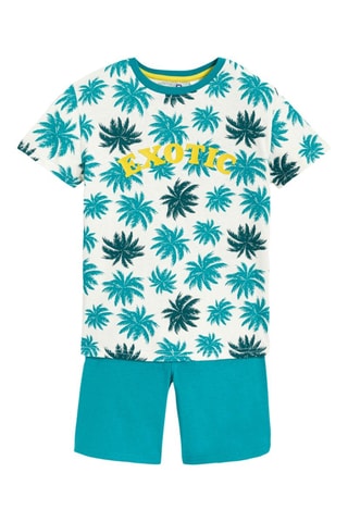 Pijama - Branco e azul-pato