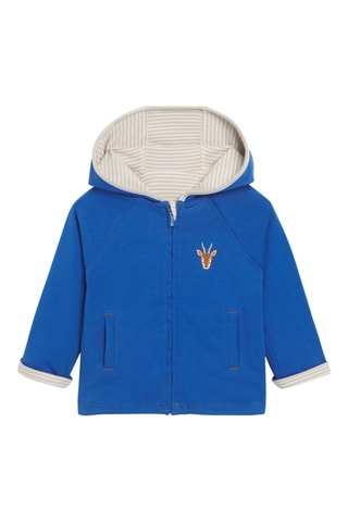 Sudadera reversible con capucha - Azul rey y beige