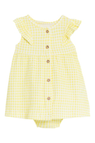 Vestido y cubrepañal - Amarillo y blanco