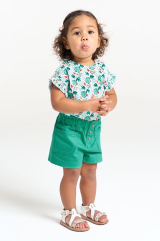 Camiseta y short - Verde y coral