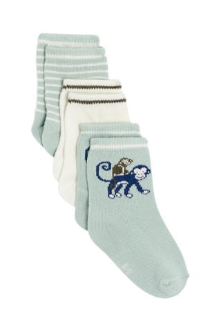 3 pares de calcetines - Verde claro y blanco - Obaïbi