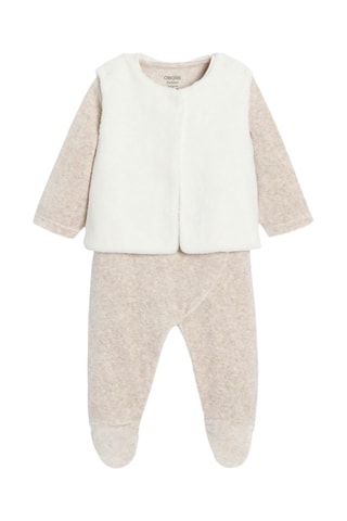 Pelele de terciopelo - Beige jaspeado - Obaïbi