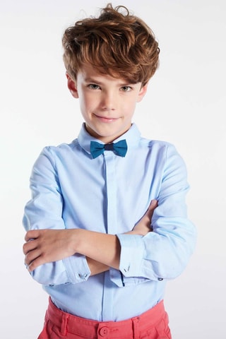 Camisa con pajarita - Celeste