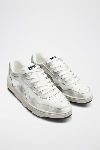 Leren Sneakers - Wit en Zilverkleurig