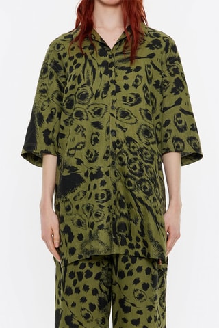 Camicia oversize in lino - Verde